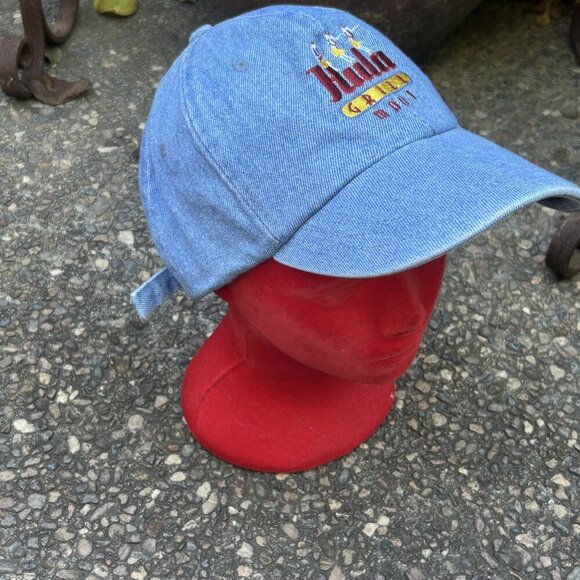 Hula Grill Maui Hawaii Denim Jean Strapback Baseball Cap Fahrenheit - Picture 3 of 5